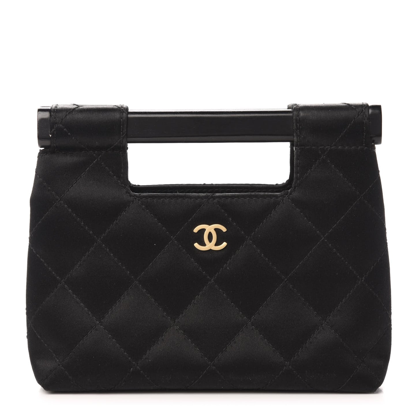 Satin Quilted Clutch Black
