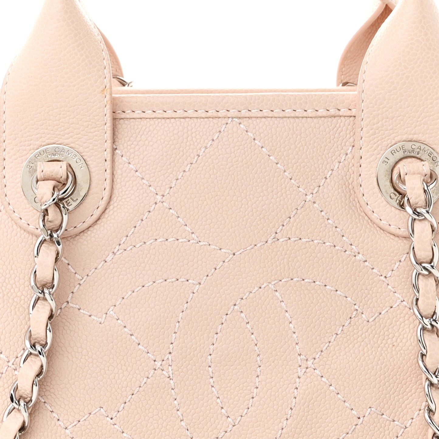 Caviar Quilted Small Deauville Bowling Bag Light Pink
