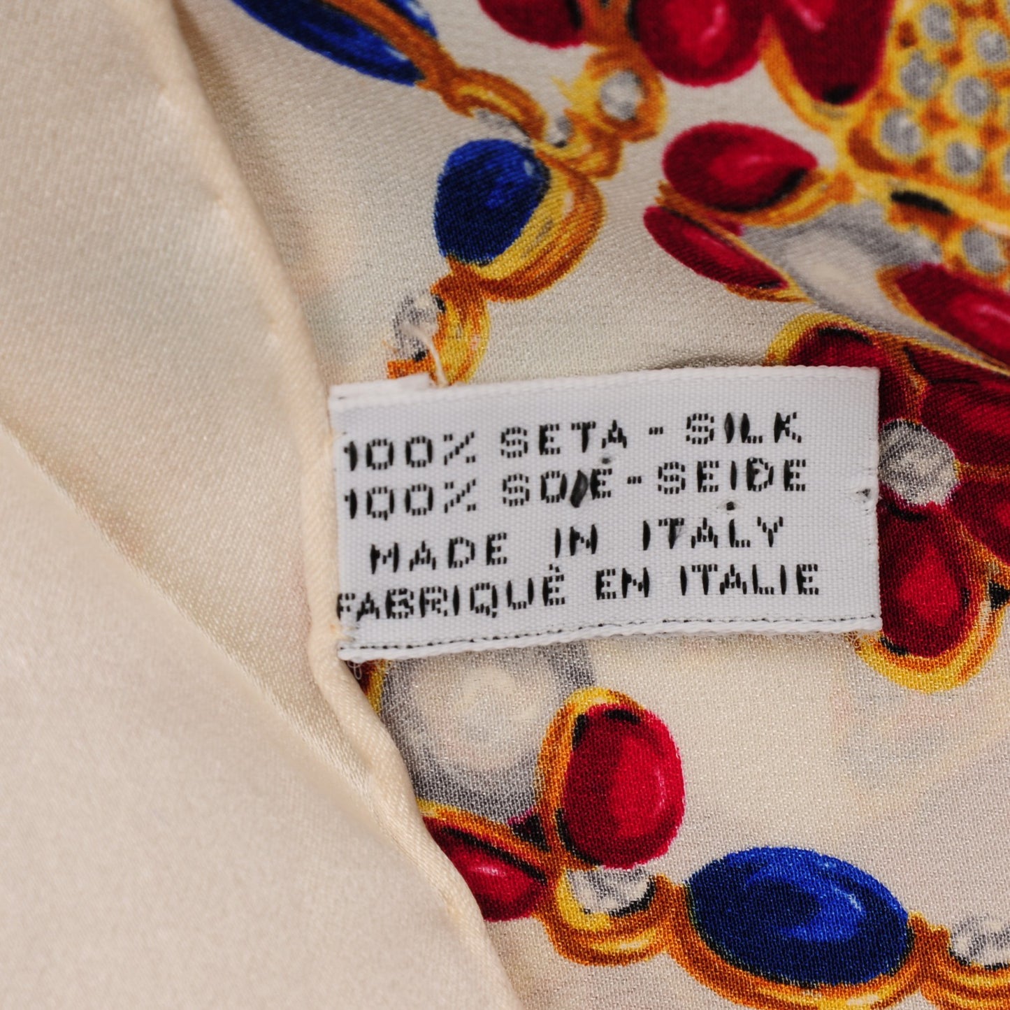 Silk Flower Jewels Scarf White