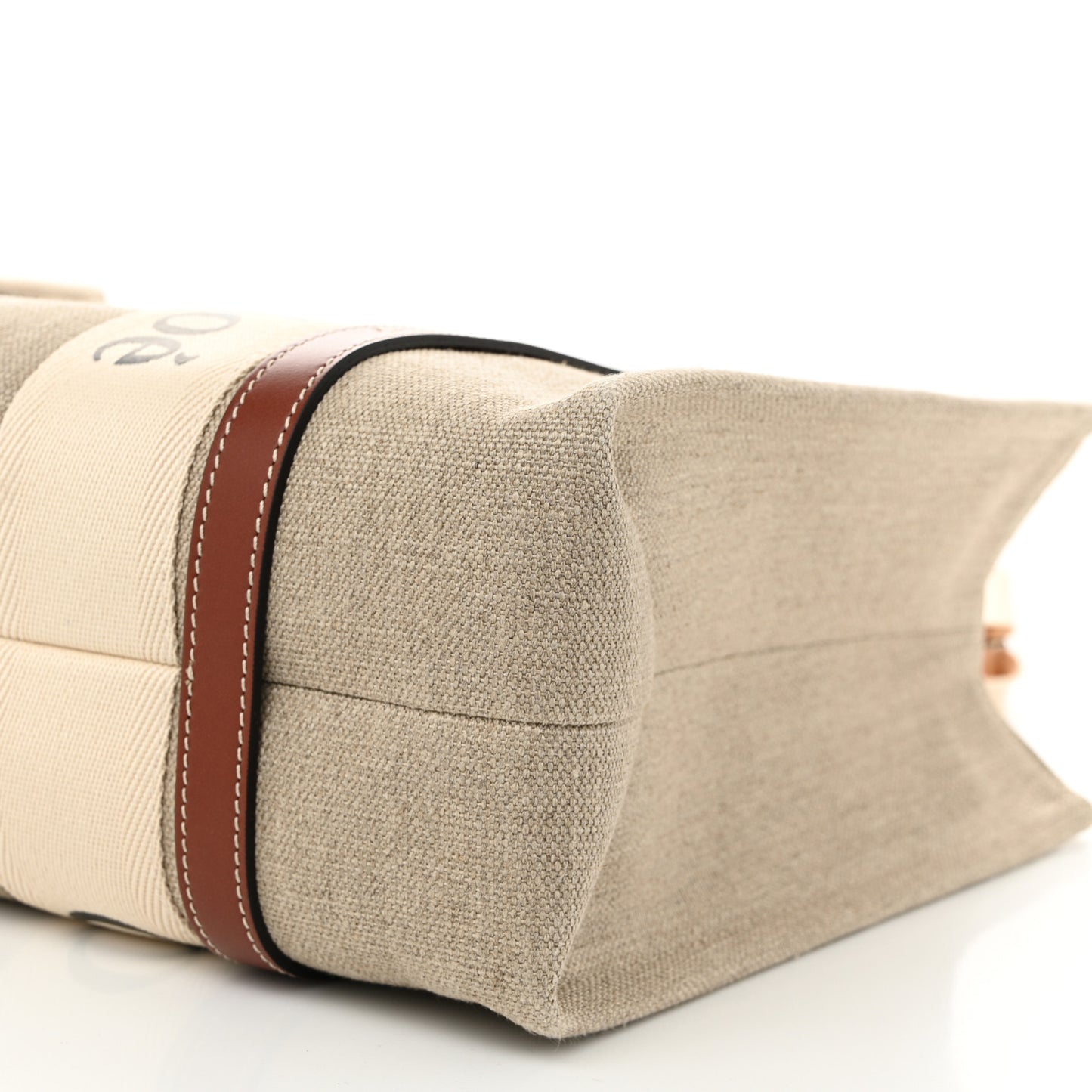 Cotton Calfskin Medium Woody Ribbon Tote White Brown