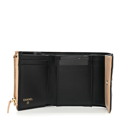 Chanel Caviar Quilted Filigree Flap Wallet Beige Black 5 of 9