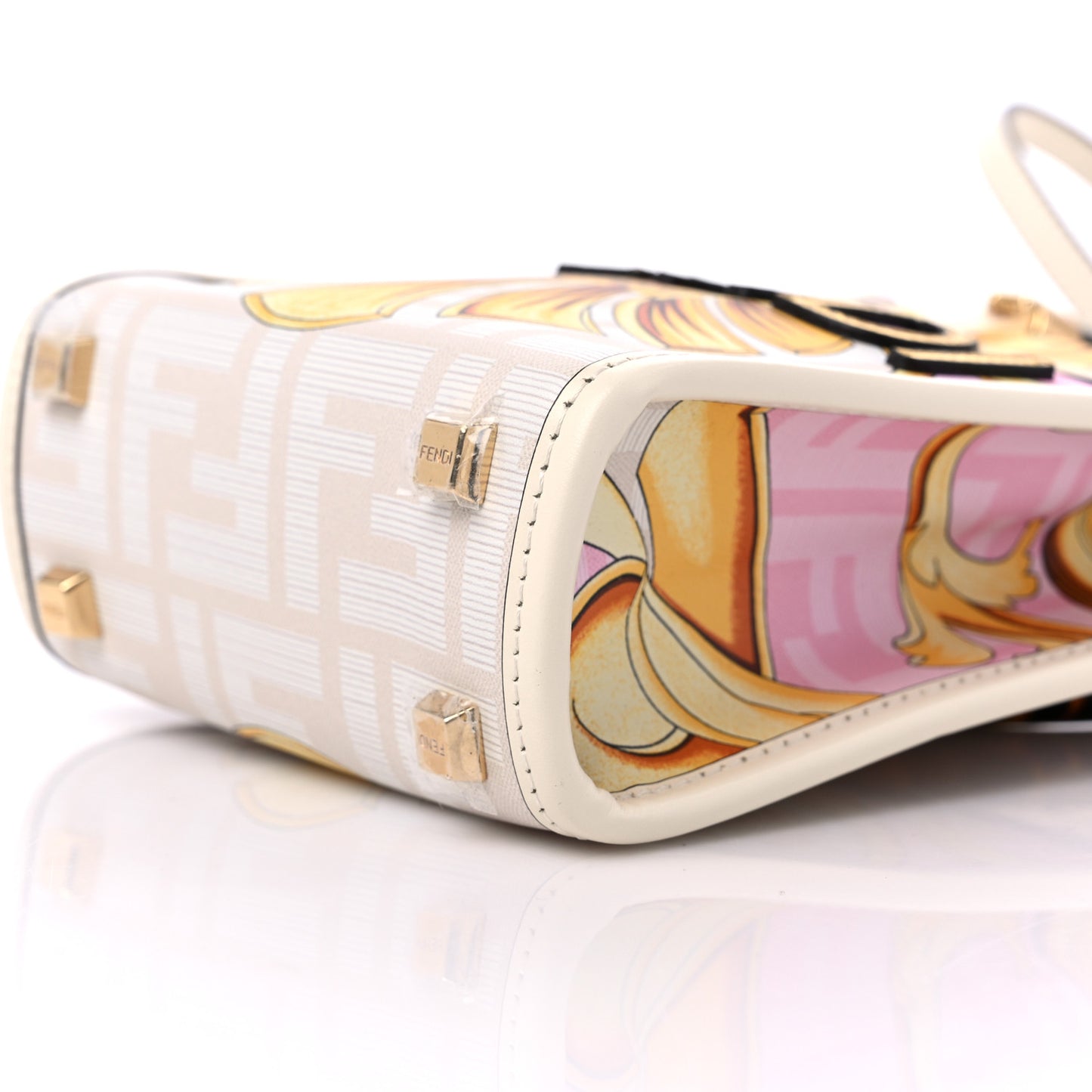 X VERSACE Calfskin Plexiglass Fendace FF Baroque Mini Fendi Sunshine Shopper Tote Gold Rosa White Ice Ciad