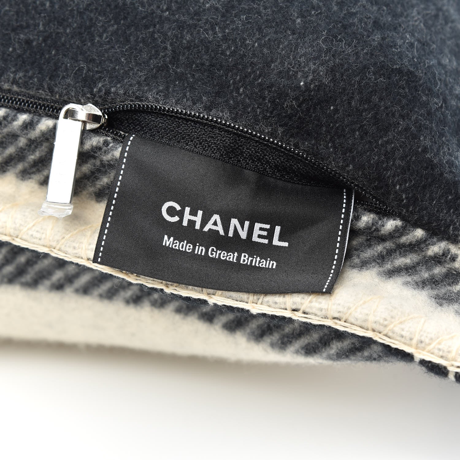 Chanel Merino Wool Cashmere CC Pillow Beige Black 3 of 3