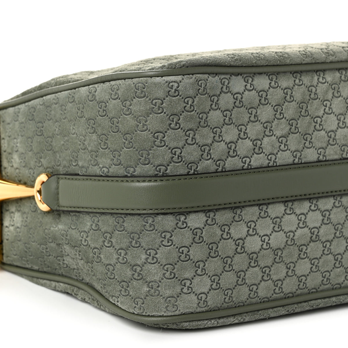 Gucci Suede GG Monogram Half Horsebit Medium Shoulder Bag Sage 9 of 11