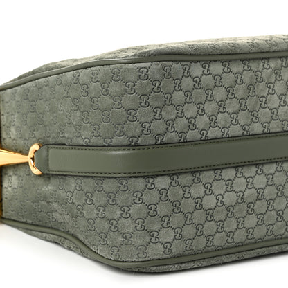 Gucci Suede GG Monogram Half Horsebit Medium Shoulder Bag Sage 9 of 11