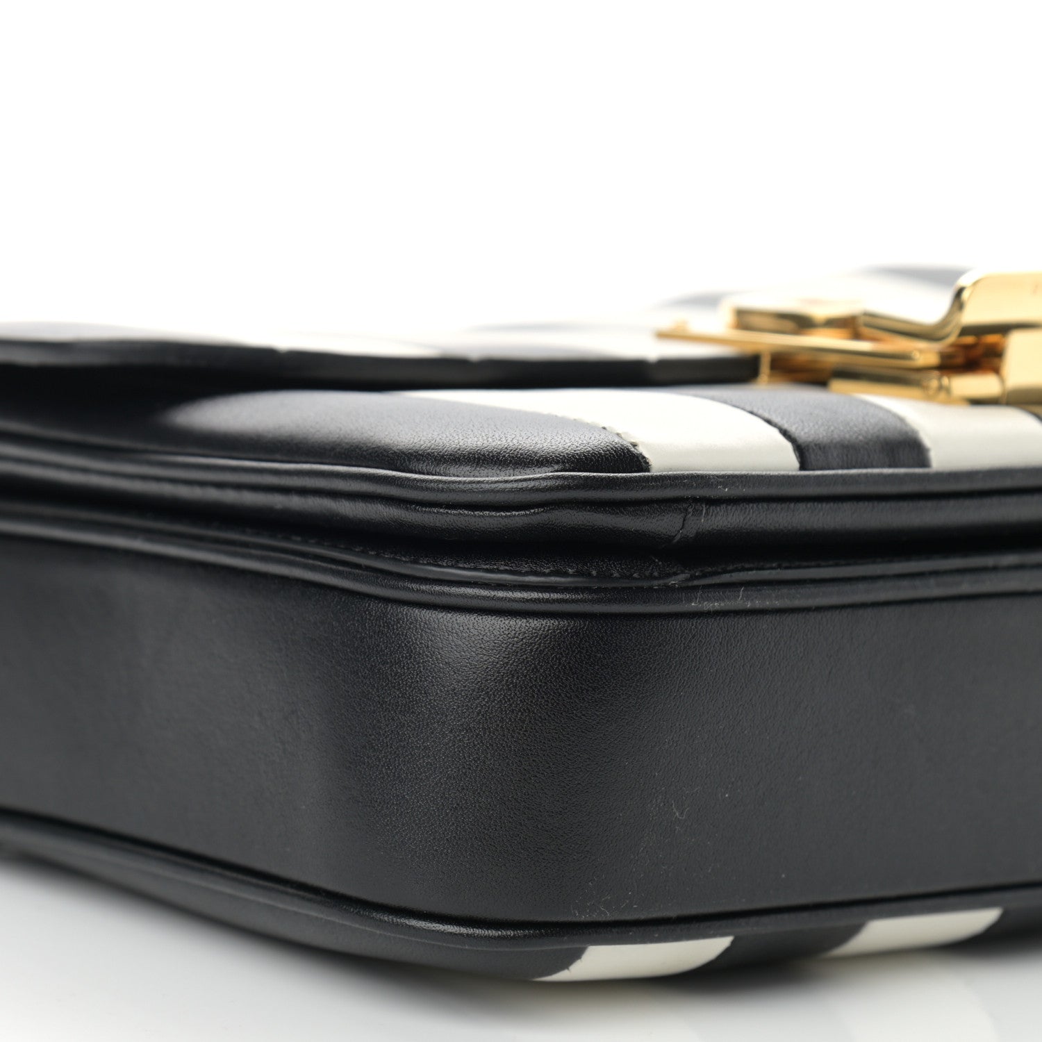 Celine Shiny Calfskin Stripes Small C Bag Black 9 of 13