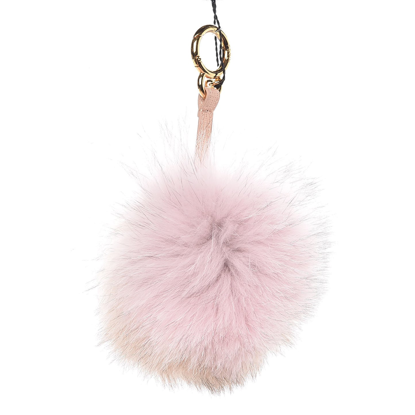 Fox Fur Vitello Elite Bi-Color Pom Pom Bag Charm Rosa Cammello Cipria