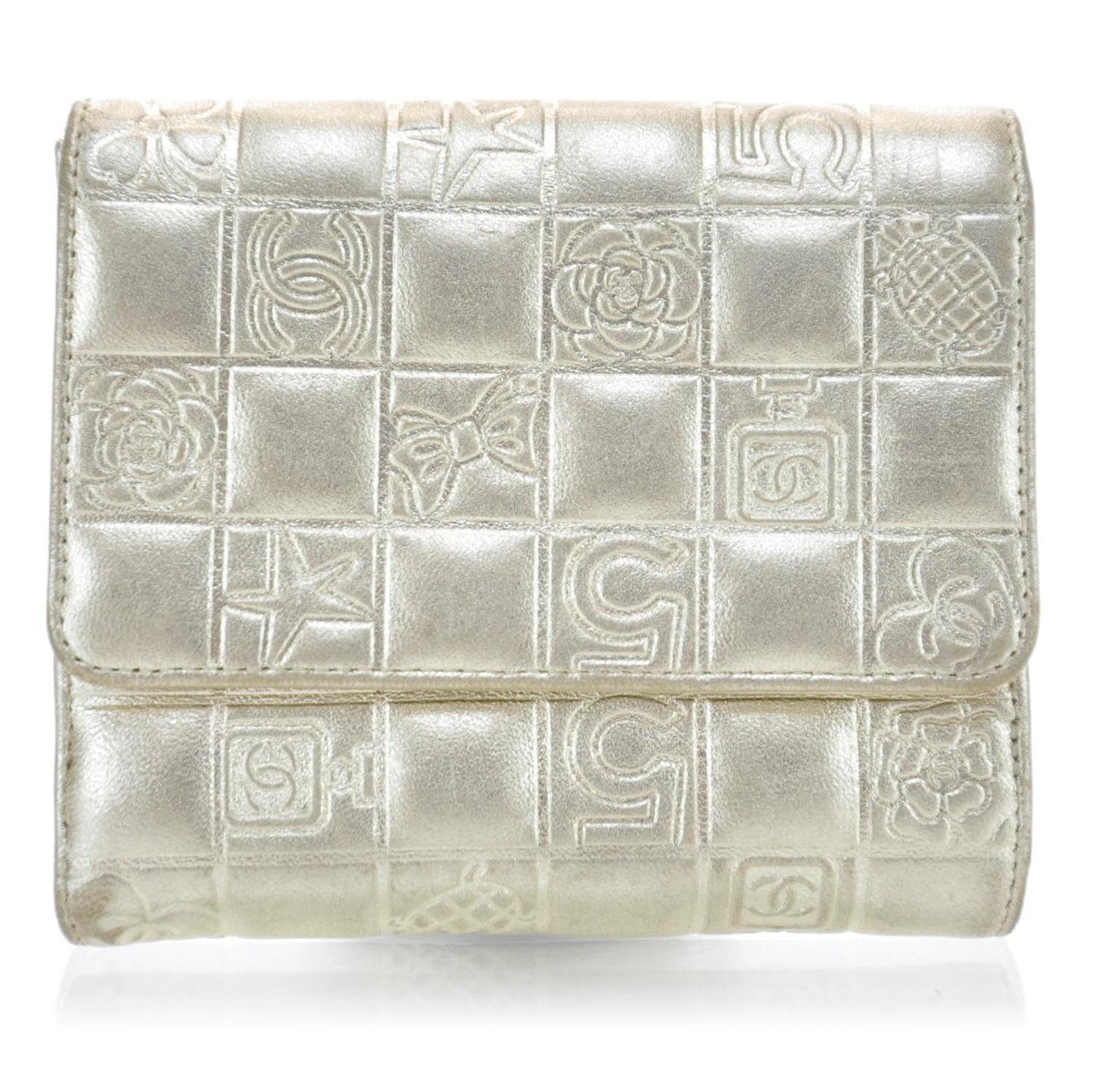 Lambskin Precious Symbols Compact Wallet Gold
