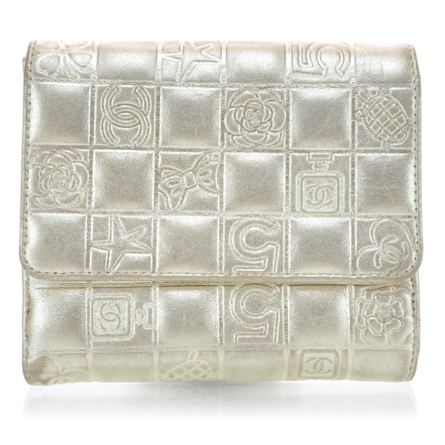 Chanel Lambskin Precious Symbols Compact Wallet Gold 3 of 7