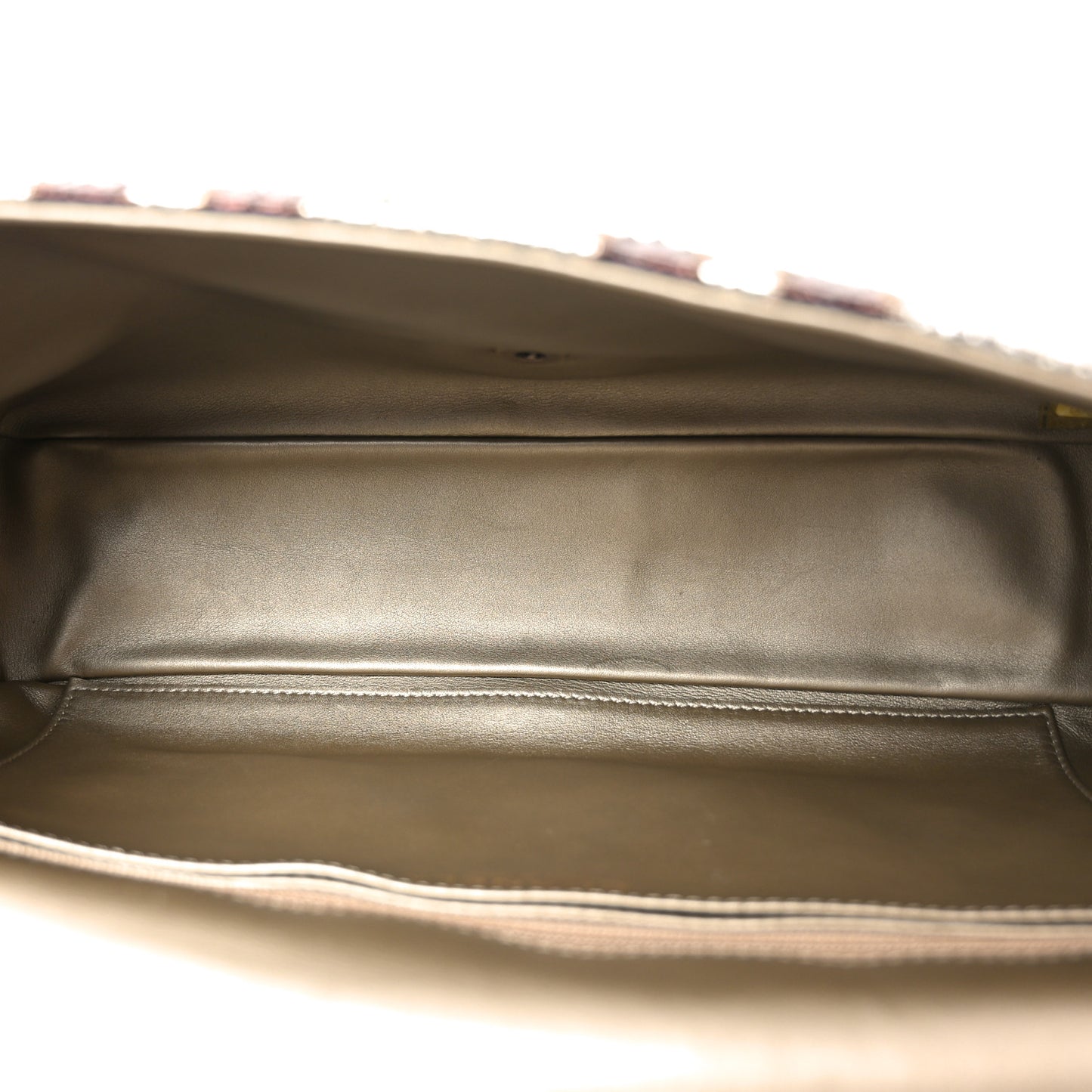 Metallic Snakeskin Jumbo Single Flap Light Gold Bronze