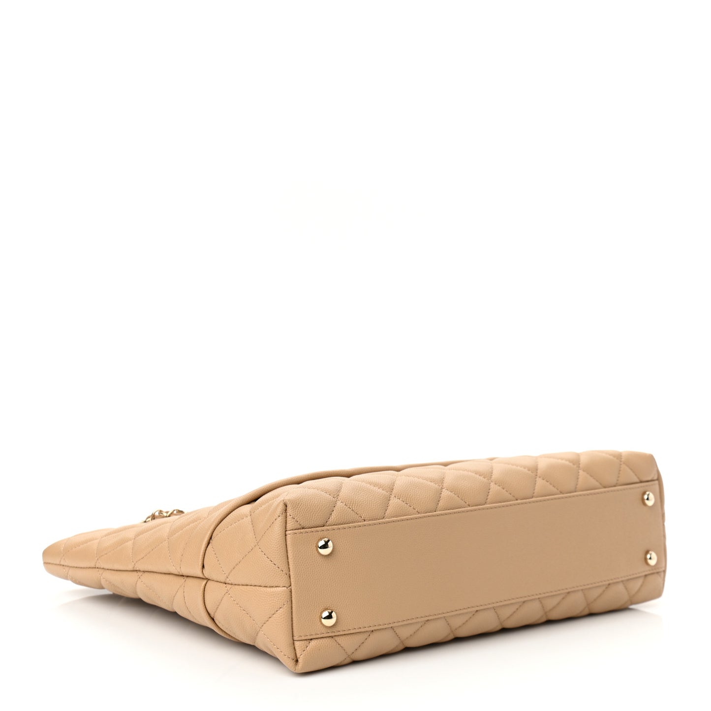 Caviar Quilted Rolled Up Tote Beige