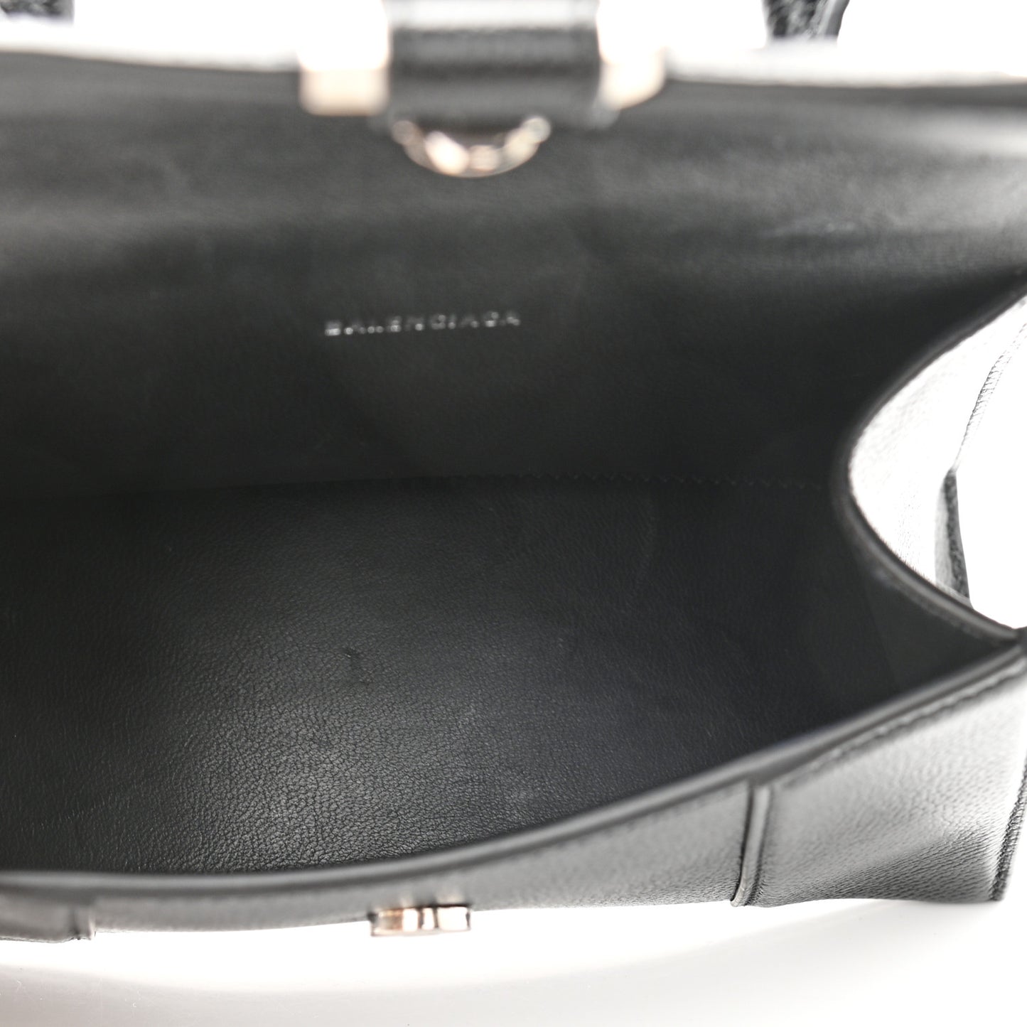 Grained Calfskin Hourglass Top Handle Bag XS Black