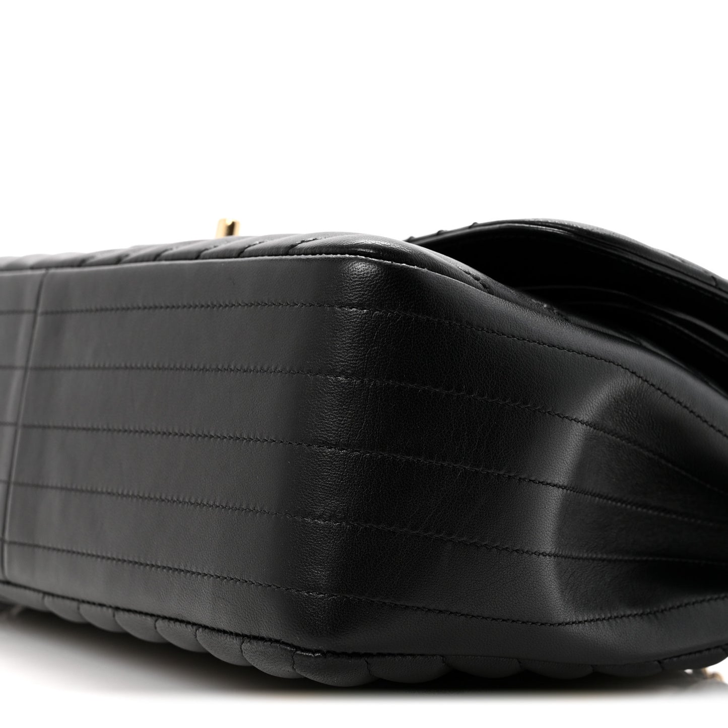 Lambskin Chevron Quilted Jumbo Double Flap Black
