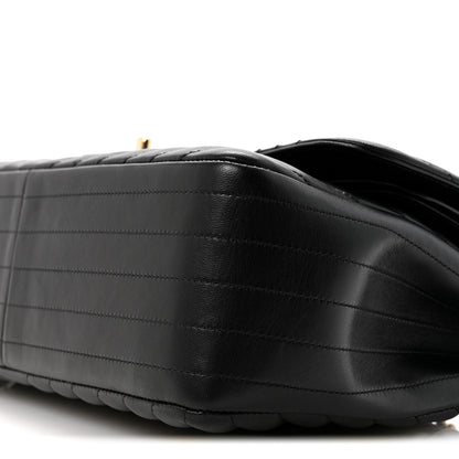 Chanel Lambskin Chevron Quilted Jumbo Double Flap Black 10 of 11