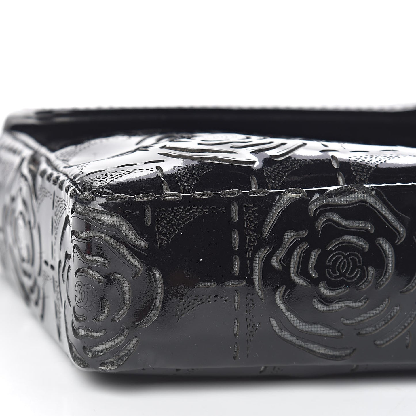 Patent Perforated Camellia East West Flap Black