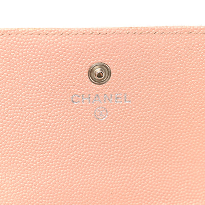 Chanel Metallic Caviar Chevron Quilted Vintage Mademoiselle Flap Card Holder Pink 6 of 9