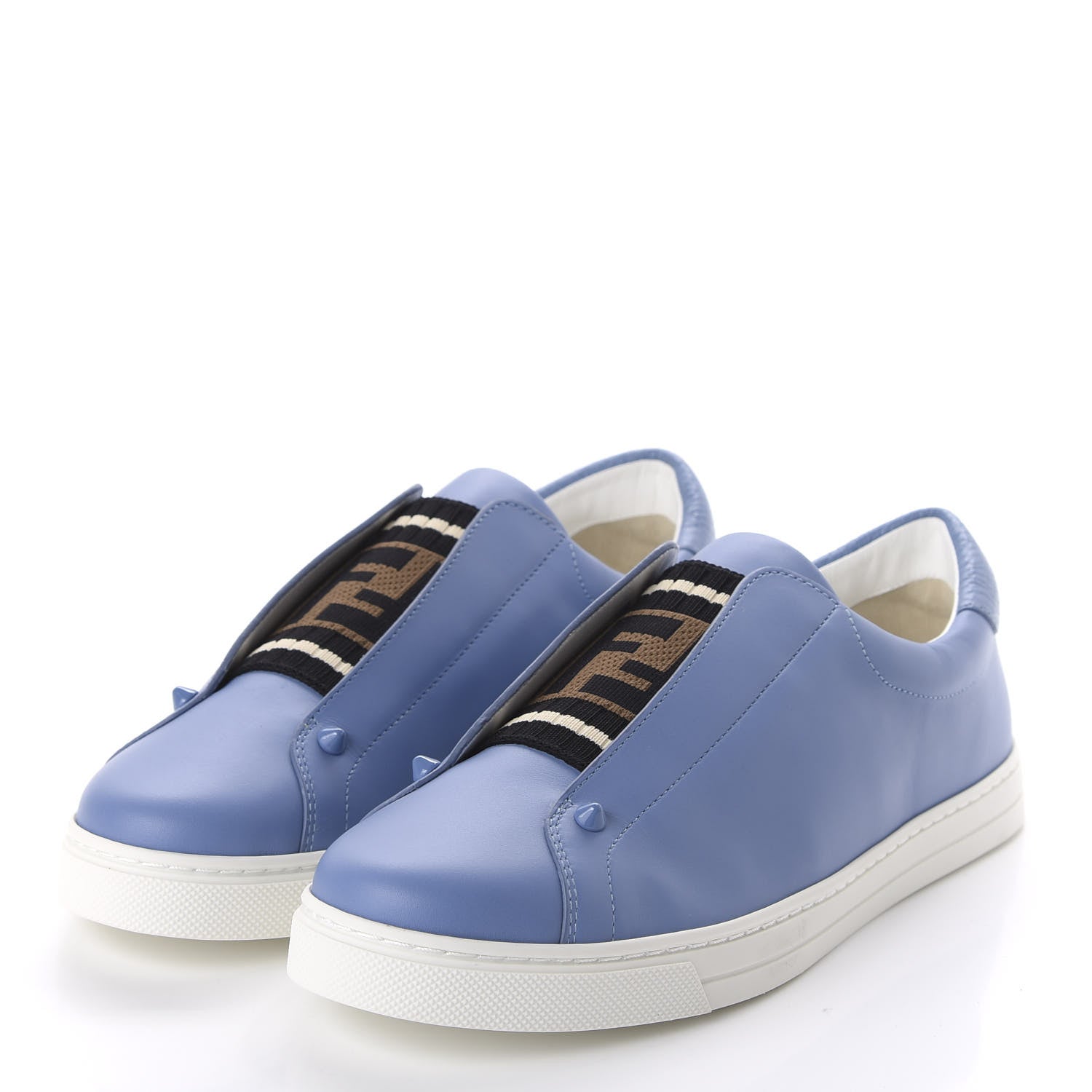 Fendi Vitello FF Rockoclick Slip On Sneakers 39 Blue 3 of 9