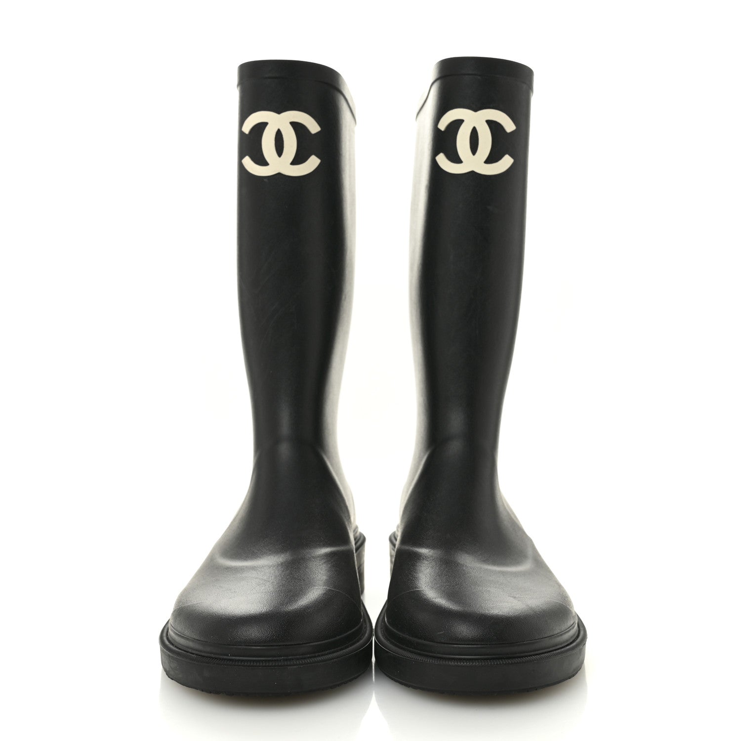 Chanel Caoutchouk CC High Boots 40 Black 3 of 9