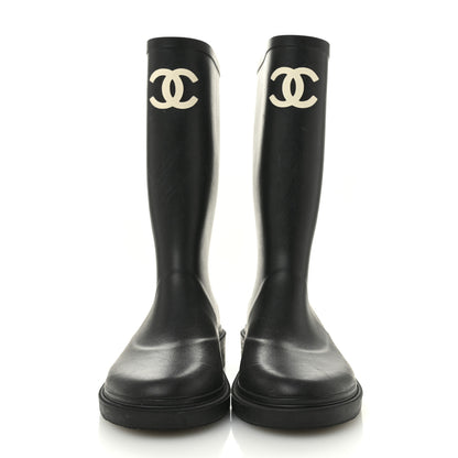 Chanel Caoutchouk CC High Boots 40 Black 3 of 9