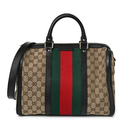 Gucci Monogram Vintage Web Medium Boston Dark Brown 1 of 10