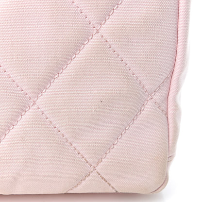 Chanel Coated Canvas Quilted Small Paris Biarritz Tote Pink 15 of 25