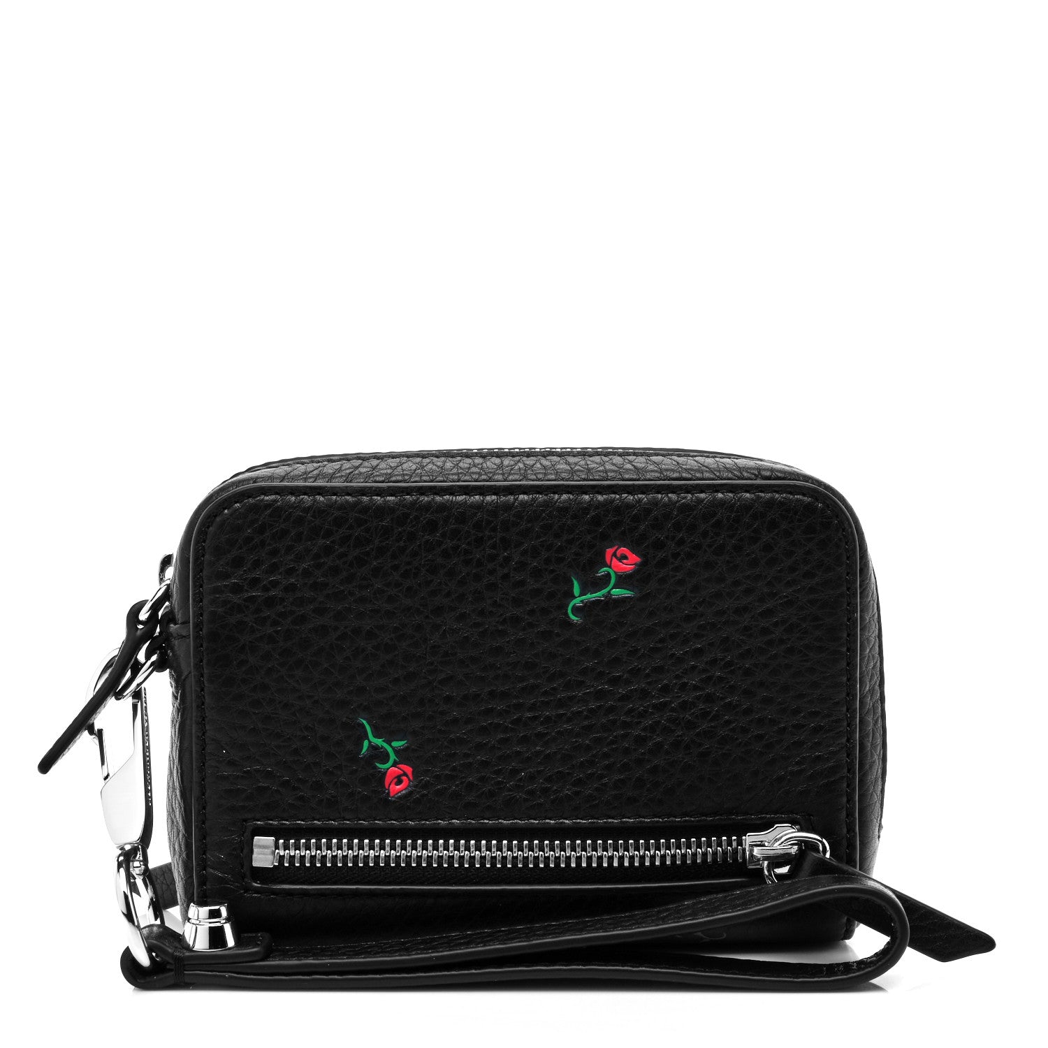Alexander Wang Pebbled Lambskin Rose Large Fumo Clutch Black 1 of 9