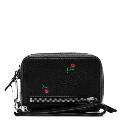 Alexander Wang Pebbled Lambskin Rose Large Fumo Clutch Black 1 of 9