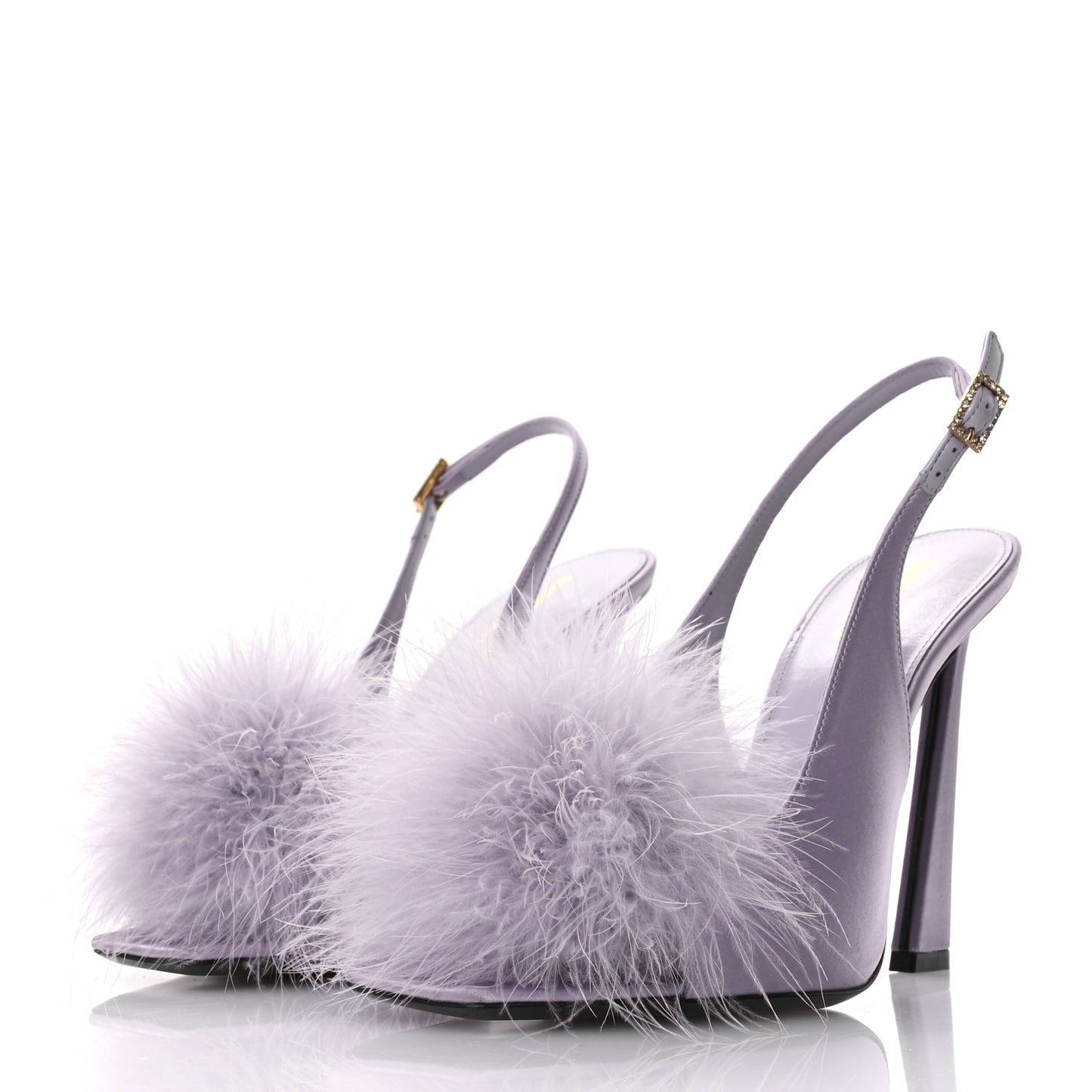 Crepe Satin Mae Feathered Sandals Slight 37.5 Poly Grey