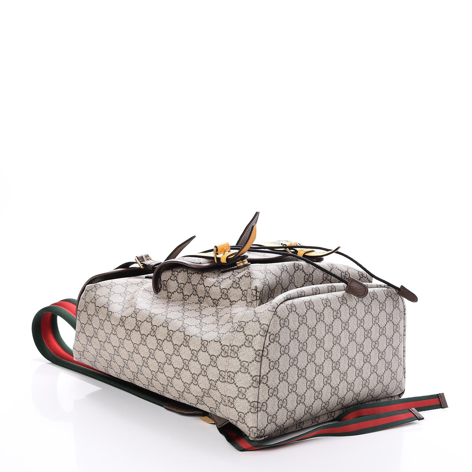 Gucci Soft GG Supreme Monogram Neo Vintage Double Buckle Backpack Beige New Acero Crop 4 of 7