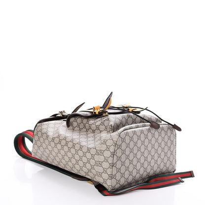 Gucci Soft GG Supreme Monogram Neo Vintage Double Buckle Backpack Beige New Acero Crop 4 of 7