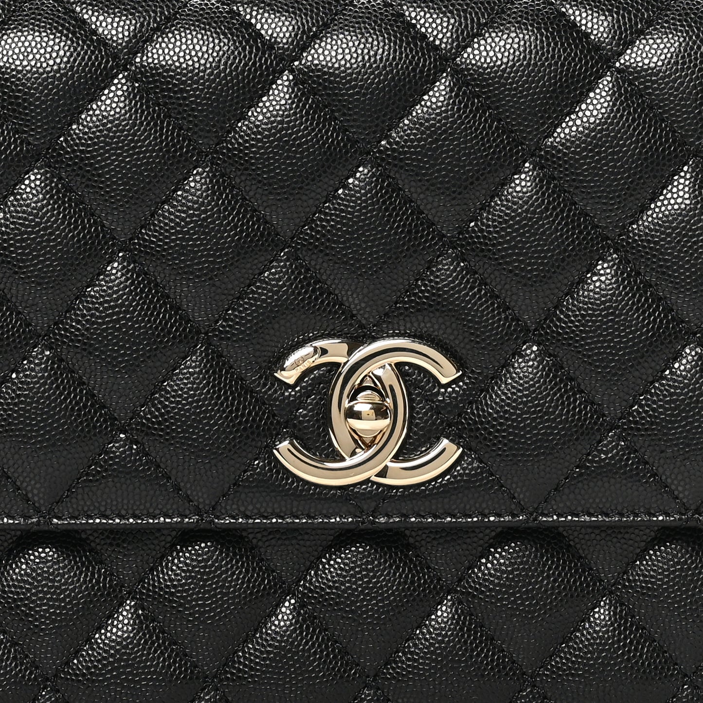 Caviar Quilted Small Coco Handle Flap Black