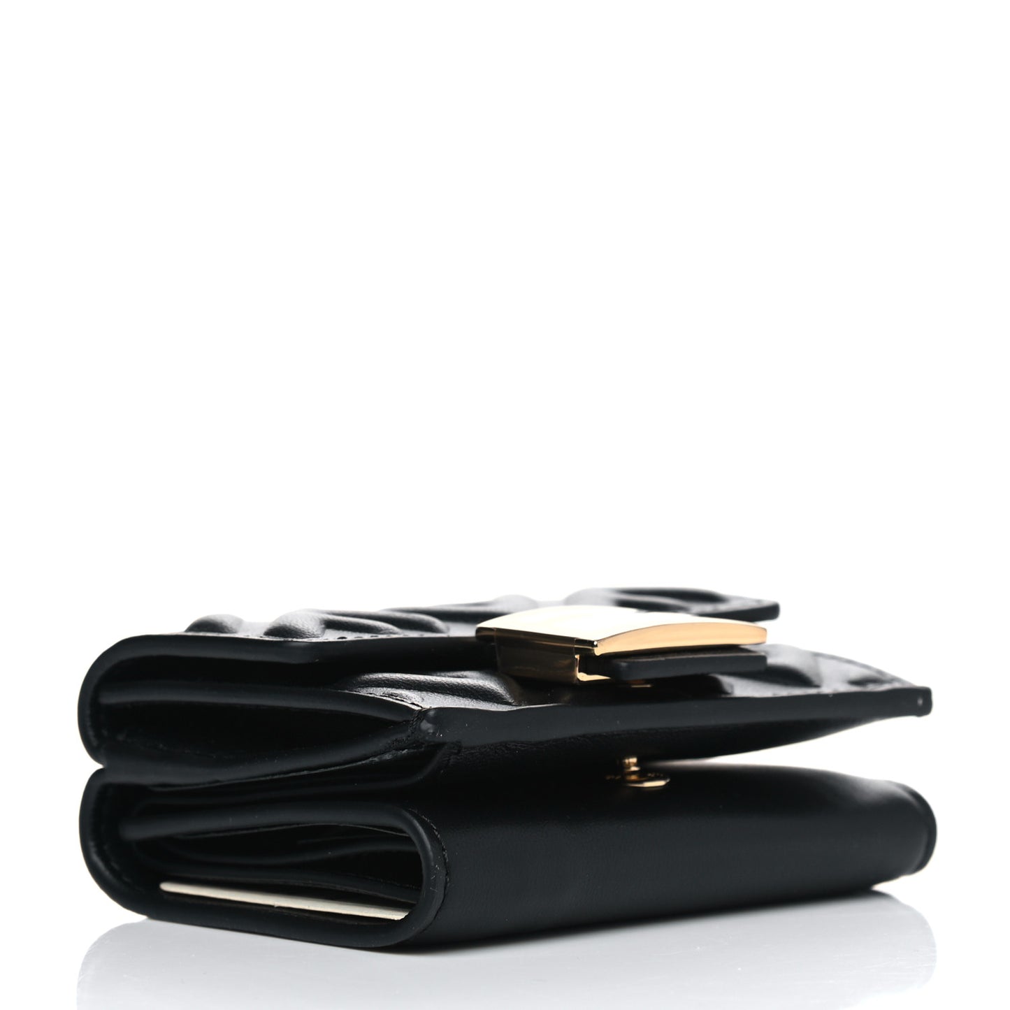 Nappa Matisse FF Diagonal Embossed Micro Tri-Fold Wallet Black