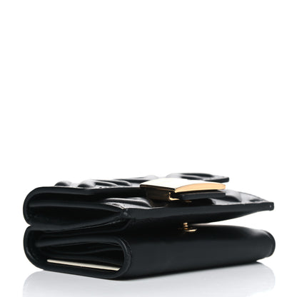 Fendi Nappa Matisse FF Diagonal Embossed Micro Tri-Fold Wallet Black 3 of 4