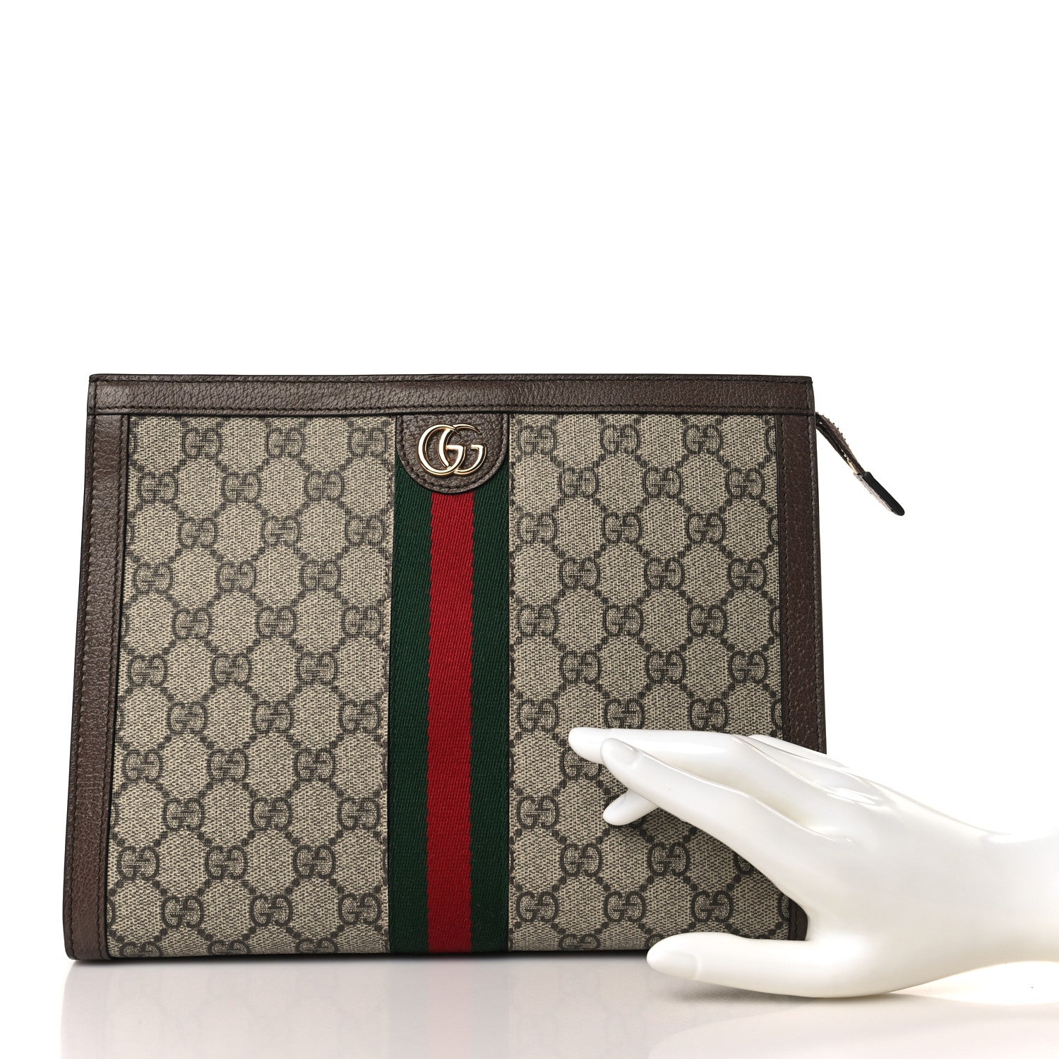 Gucci GG Supreme Monogram Web Ophidia Pouch Brown 2 of 9