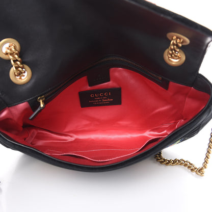 Gucci Velvet Matelasse Dragon Embroidered Medium GG Marmont Shoulder Bag Black 5 of 13