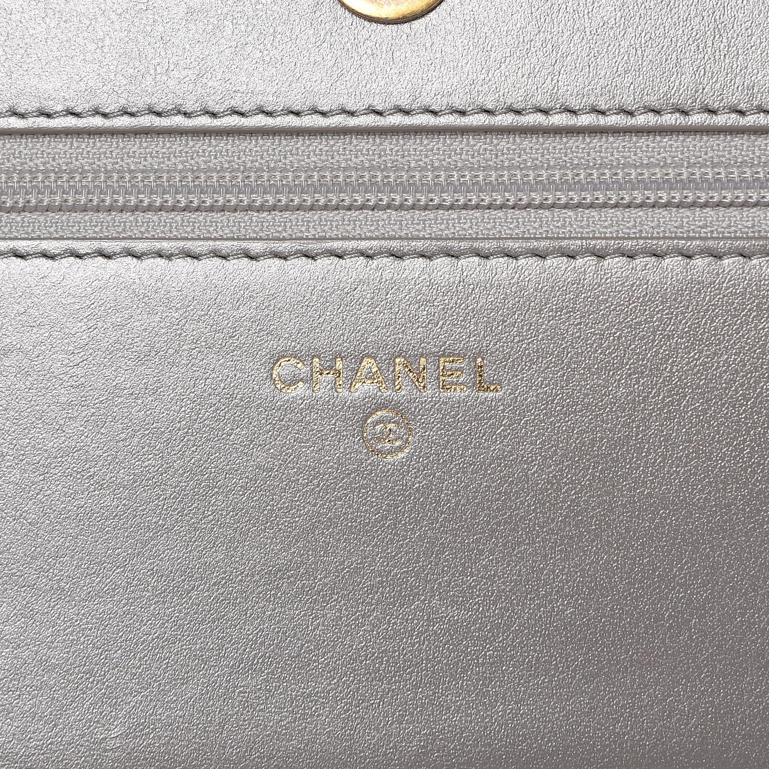 Chanel Cracked Metallic Calfskin Quilted Boy Wallet On Chain WOC Dark Silver 6 of 12