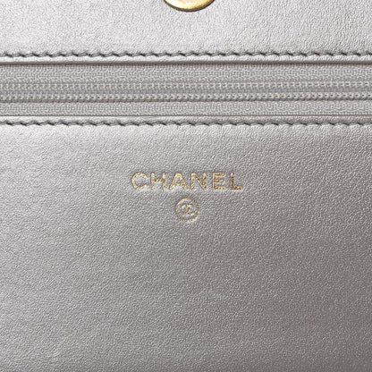 Chanel Cracked Metallic Calfskin Quilted Boy Wallet On Chain WOC Dark Silver 6 of 12