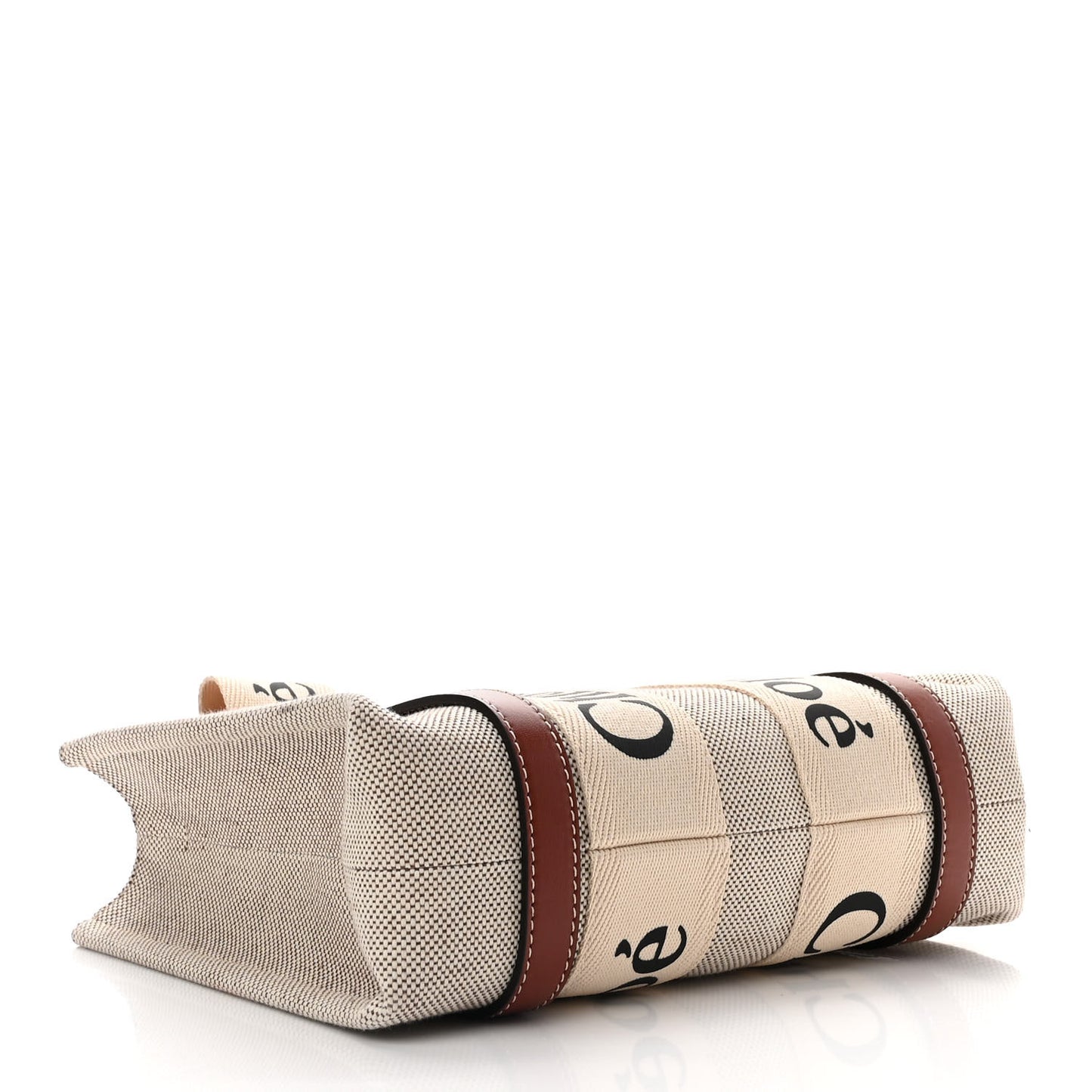 Cotton Calfskin Small Woody Ribbon Tote With Strap White Brown
