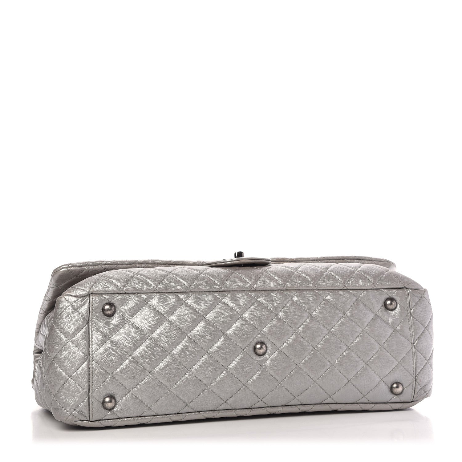 Chanel Metallic Caviar Quilted XXL Travel Flap Bag Silver 4 of 9