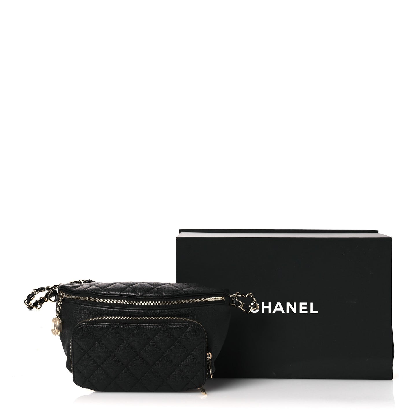Caviar Quilted Business Affinity Waist Belt Bag Black