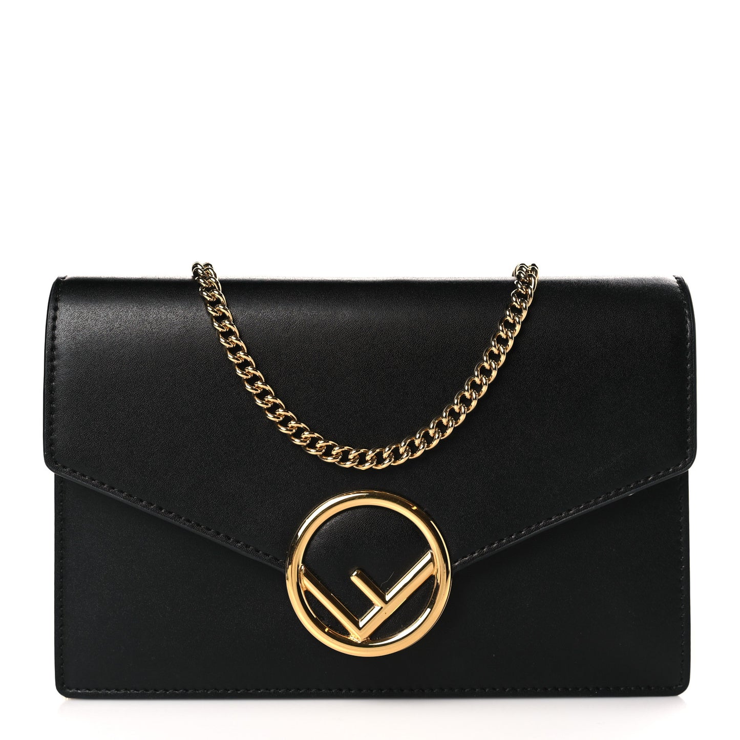 Vitello Liberty Lucido F is Fendi Medium Envelope Wallet on Chain Black