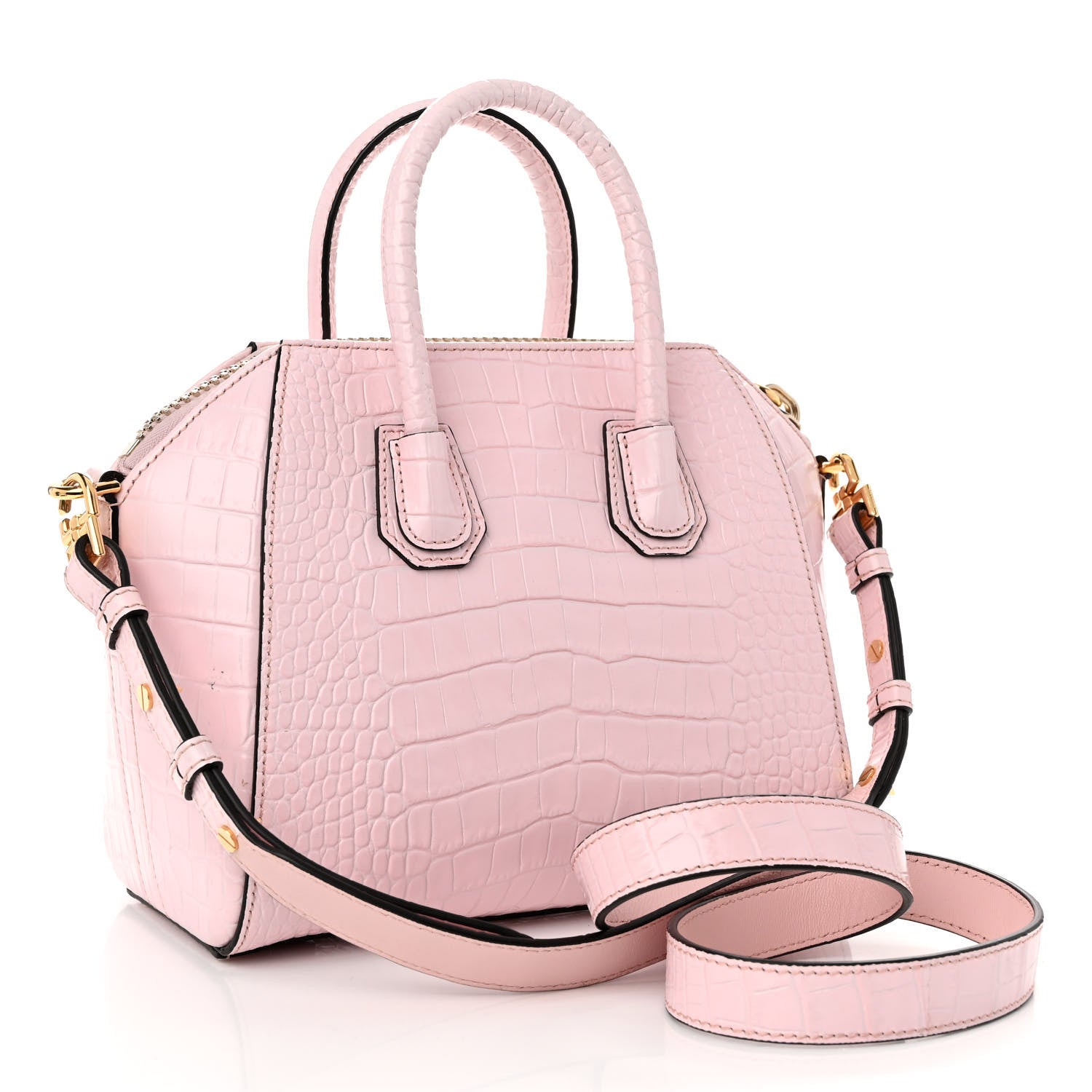 Givenchy Calfskin Crocodile Embossed Mini Antigona Pink 3 of 10