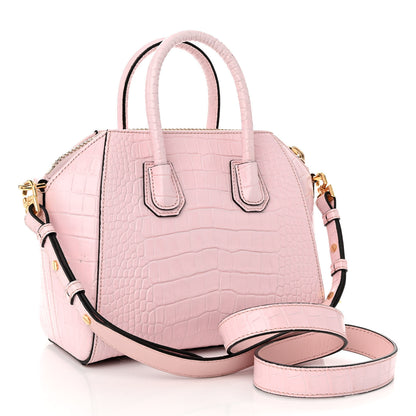 Givenchy Calfskin Crocodile Embossed Mini Antigona Pink 3 of 10