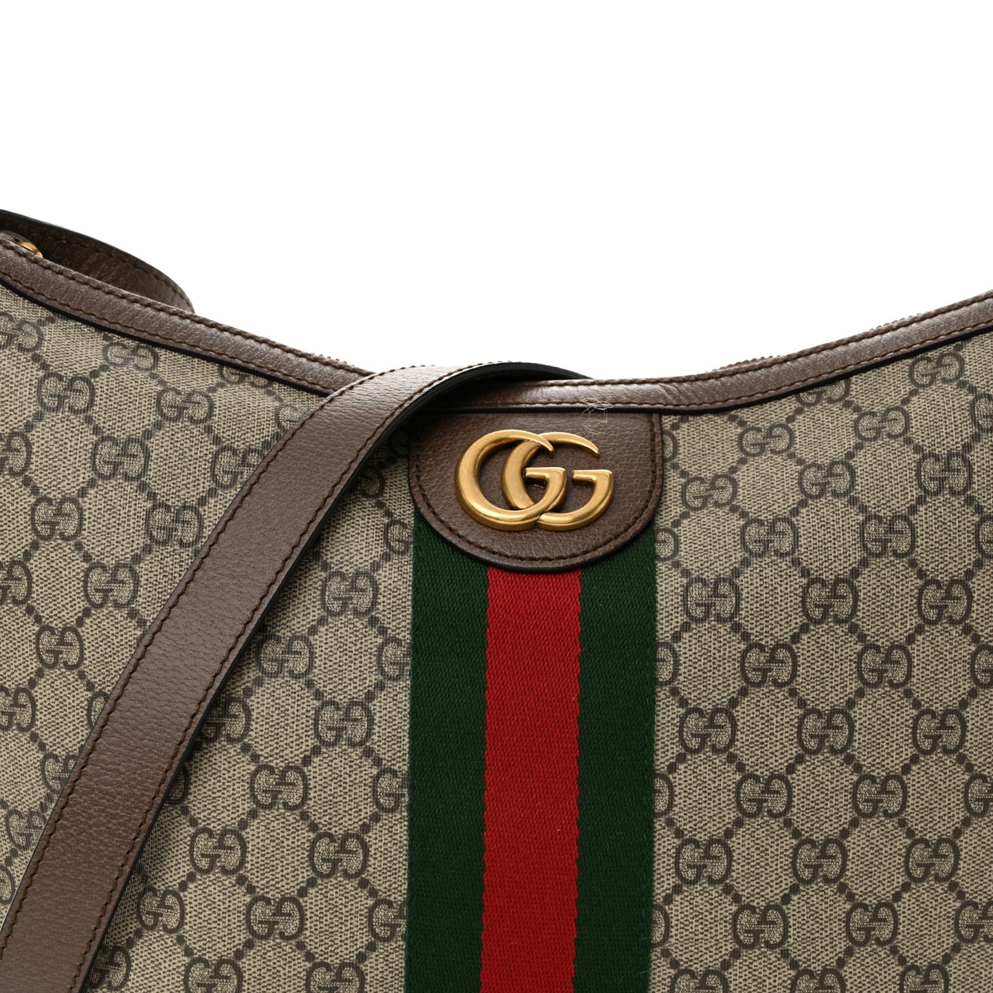 GG Supreme Monogram Web Small Ophidia Half Moon Hobo Brown