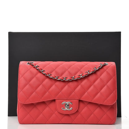 Chanel Caviar Quilted Jumbo Double Flap Light Red 9 of 9