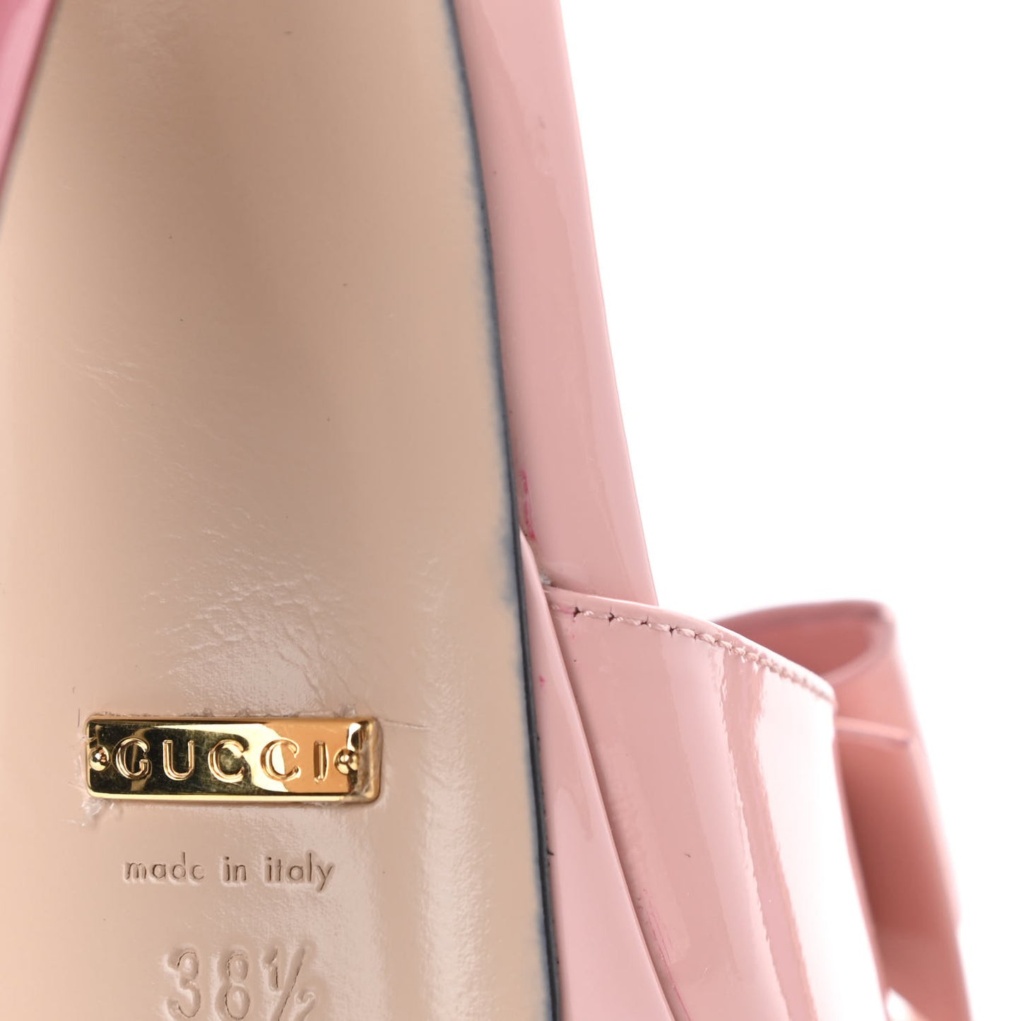 Patent Crystal GG Bow Sadie Spike Ankle Strap d'Orsay Platform High Heel Pumps 38.5 Perfect Pink
