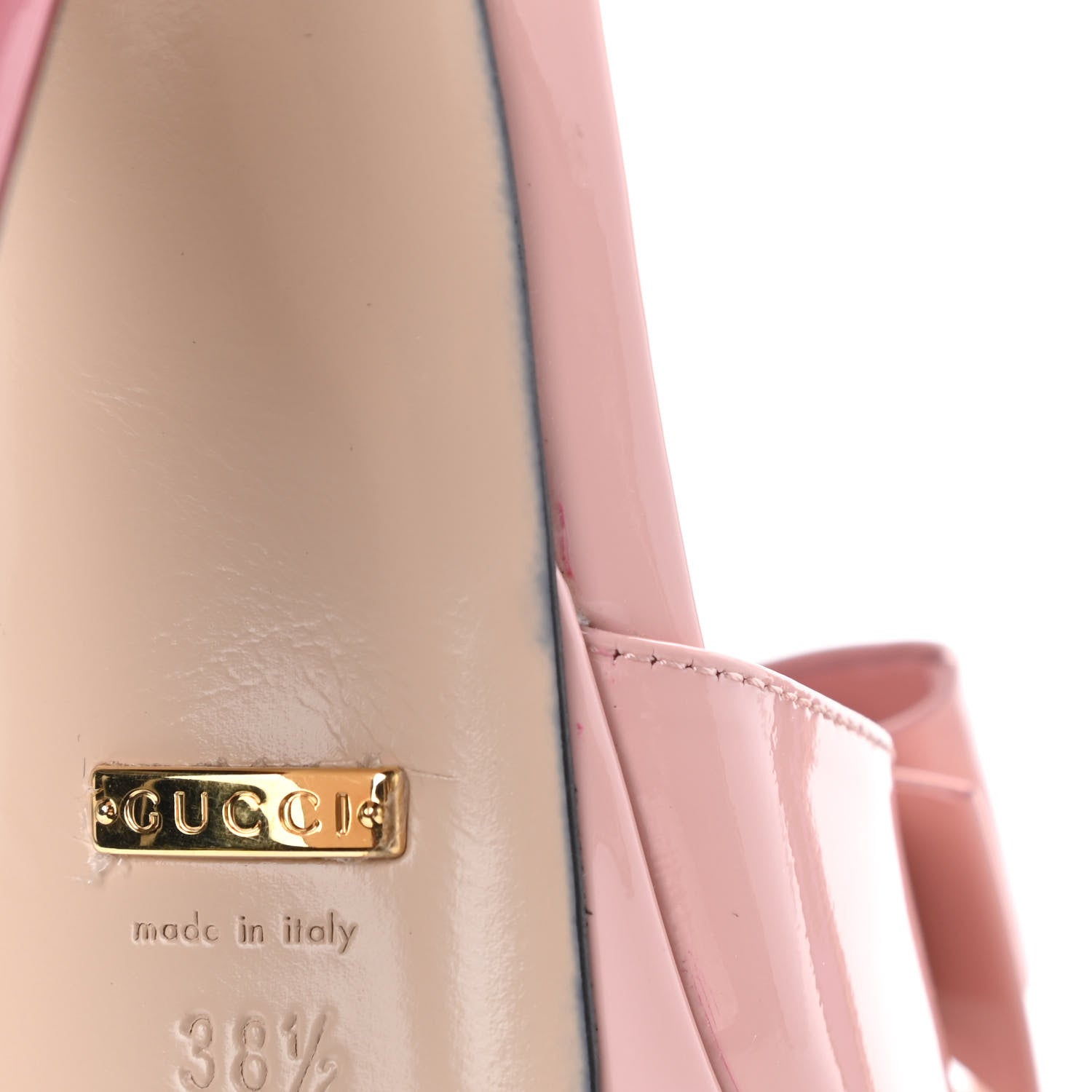 Gucci Patent Crystal GG Bow Sadie Spike Ankle Strap d'Orsay Platform High Heel Pumps 38.5 Perfect Pink 9 of 10