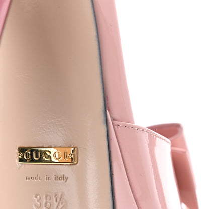 Gucci Patent Crystal GG Bow Sadie Spike Ankle Strap d'Orsay Platform High Heel Pumps 38.5 Perfect Pink 9 of 10