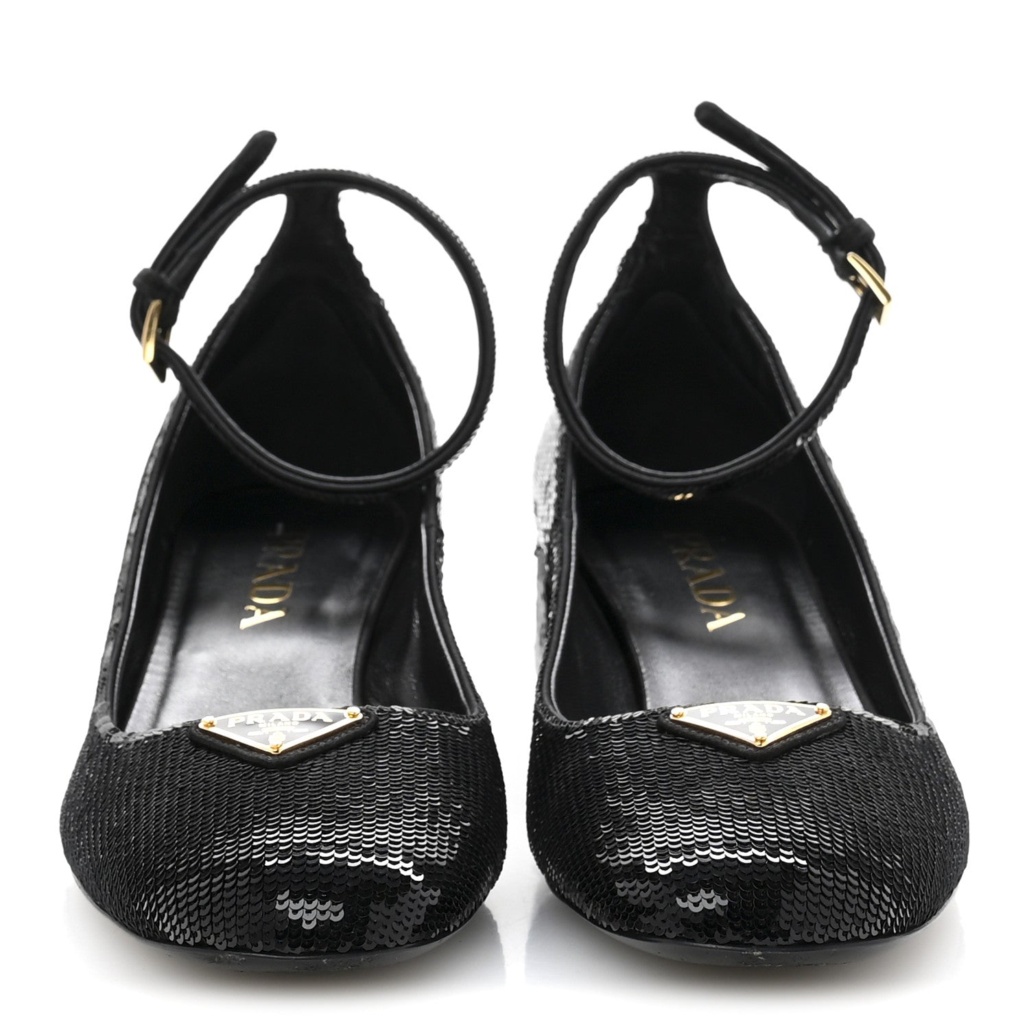Prada Sequin Triangle Pumps 37.5 Black 3 of 11