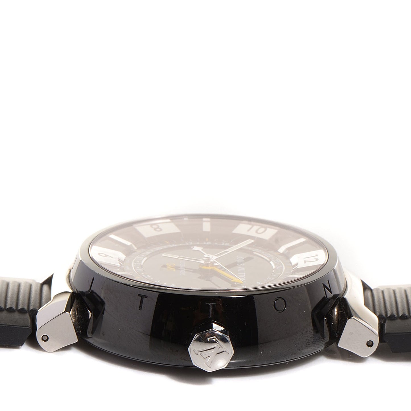 PVD Stainless Steel Rubber 41mm Tambour GMT Automatic Watch Black